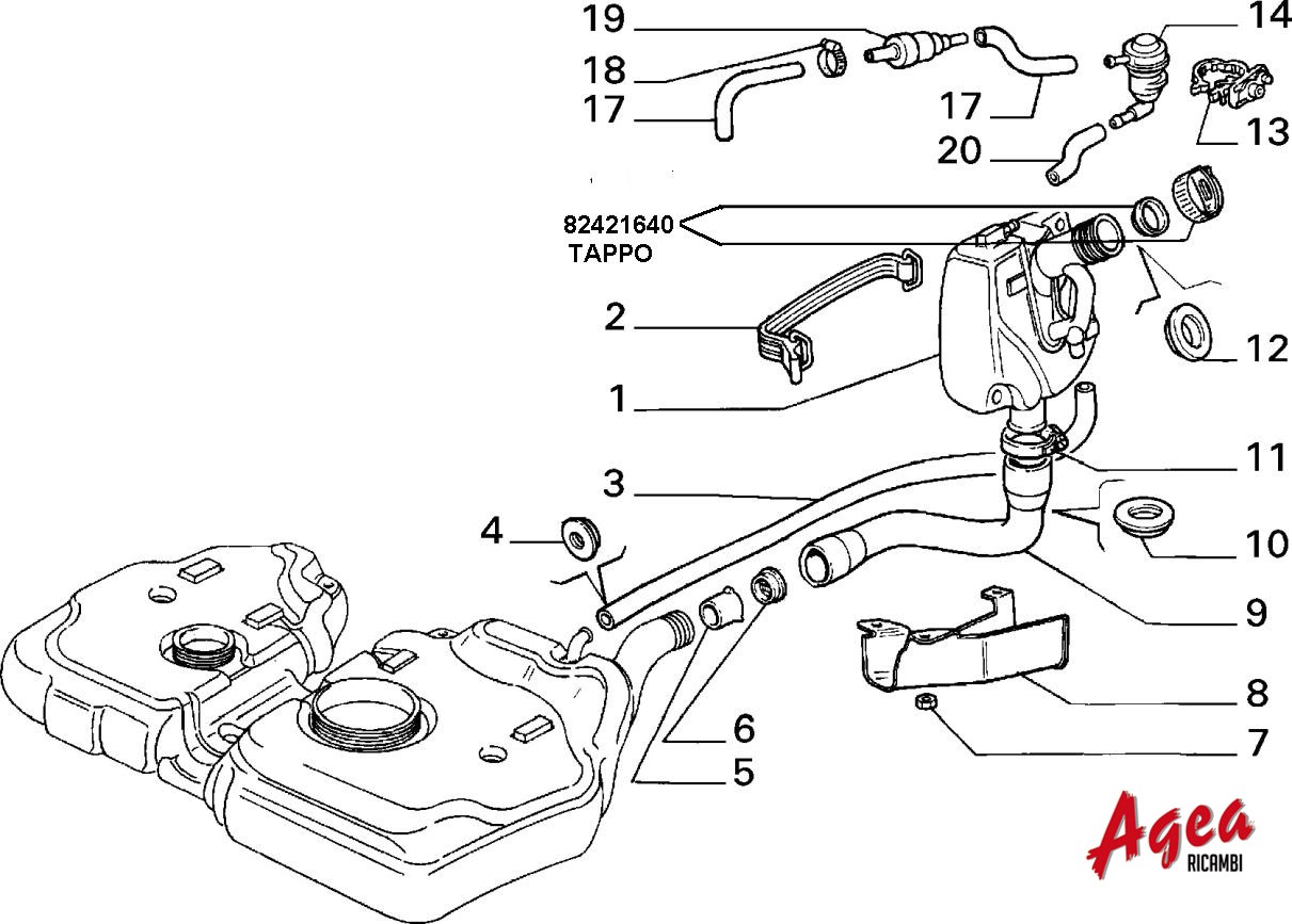 Agea Ricambi - TAPPO SERBATOIO CARBURANTE (82421640)